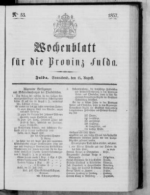 Nr. 33, Ausgabe vom 15. August 1857