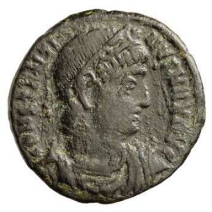 Münze, Follis, Aes 4, 336 - 337 n. Chr.