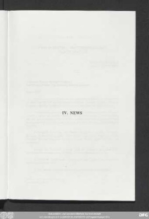 IV. News