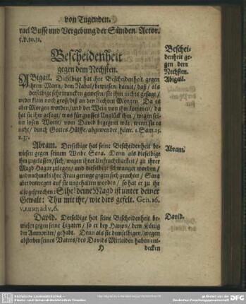 Bescheidenheit gegen dem Nechsten