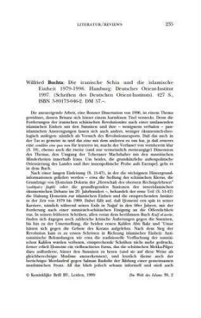 39: [Rezension von: Buchta, Wilfried, 1961-, Die iranische Schia und die islamische Einheit 1979 - 1996]