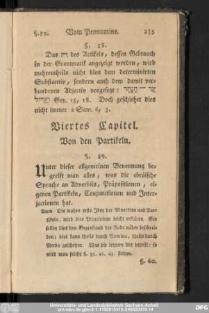Viertes Capitel. Von den Partikeln.