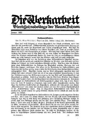 1932: Die Werkarbeit - 1932