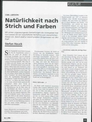 Carl Larsson: Natürlichkeit nach Strich und Farben