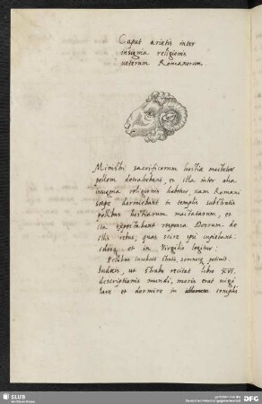 Caput arietis inter insignia religionis ueterum Romanorum.