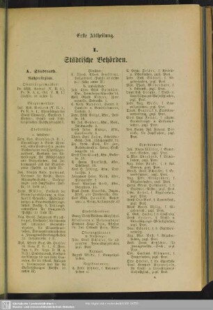 Erste Abtheilung. Behördenverzeichnis