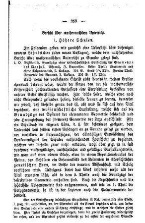 Bericht über mathematischen Unterricht