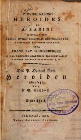 Heroides et A. Sabini epistolae, 1