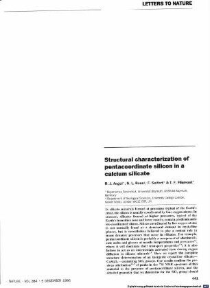 Structural characterization of pentacoordinate silicon in a calcium silicate