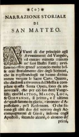 Narrazione Storiale Di San Matteo
