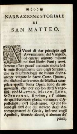 Narrazione Storiale Di San Matteo
