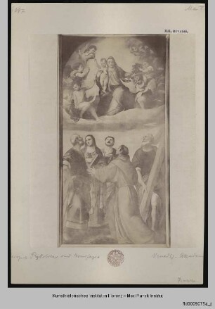 Madonna in der Glorie mit den Heiligen Franziskus, Klara, Petrus, Andreas und Jakob