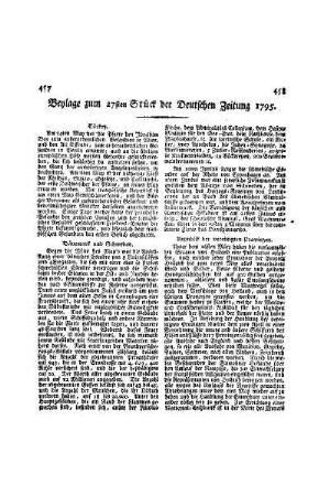 Beylage zum 27ten Stück der Deutschen Zeitung 1795