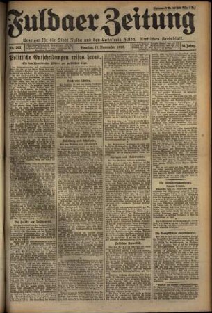 Erste Ausgabe vom Sonntag, den 13. November 1927.