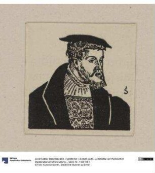 Männerbildnis. Vignette für: Heinrich Boos. Geschichte der rheinischen Städtekultur von ihren Anfängen bis zur Gegenwart mit besonderer Berücksichtigung der Stadt Worms. Teil 4, Berlin: Stargardt 1901
