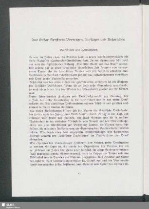 Aus Oskar Seyfferts Vorträgen, Aufsätzen und Ansprachen