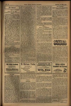 Zweite Ausgabe vom Samstag, den 23. März 1929.