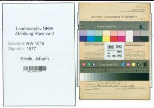 Entnazifizierung Johann Eikeln , geb. 08.06.1907 (Schmied)