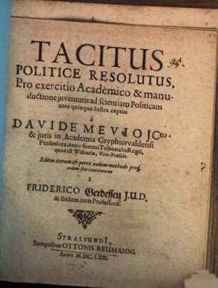 Tacitus Politice Resolutus