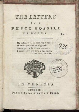 Tre Lettere Su I Pesci Fossili Di Bolca