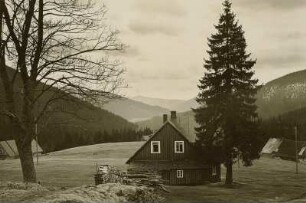 Blick ins Tal der Labe bei Spindlermühle (heute Špindlerův Mlýn / Tschechien)