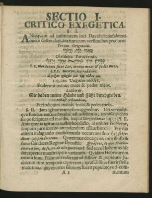 Sectio I. Critico-Exegetica.