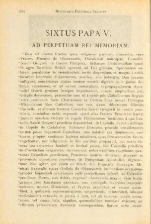 Sixtus Papa V.