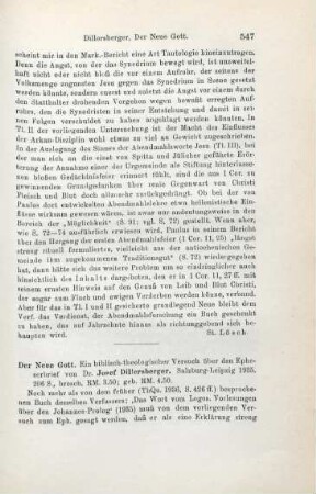 547-548 [Rezension] Dillersberger, Josef, Der neue Gott