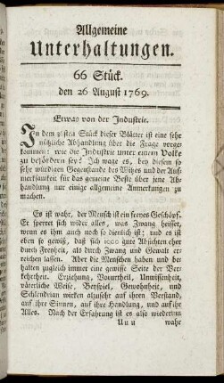 66 Stück. d. 26. August 1769.