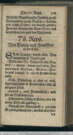 78. Reys. Von Dantzig nach Franckfurt an der Oder