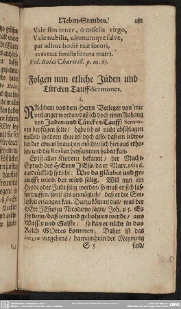 Folgen nun etliche Jüden [und Türcken] Tauff-Sermones