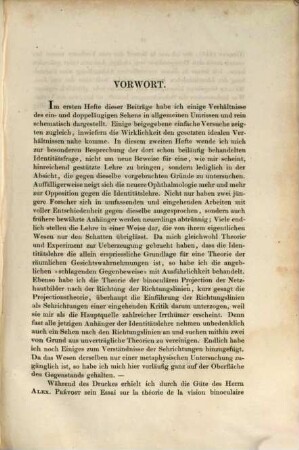 Beiträge zur Physiologie, 2. Von den identischen Netzhautstellen