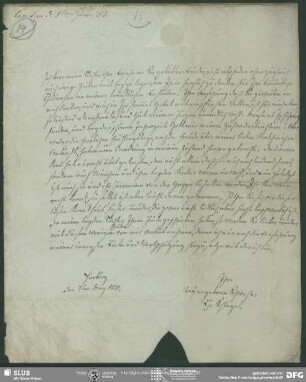 Eigenh. Brief von Charlotte Schlegel an August Wilhelm von Schlegel, Harburg, 07.05.1833