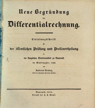 Neue Begründung der Differentialrechnung