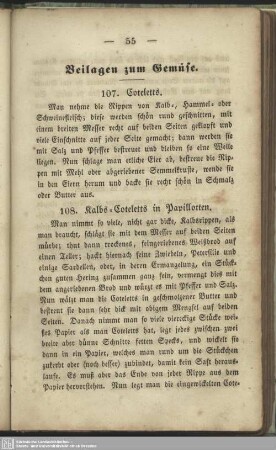 Beilagen zum Gemüse