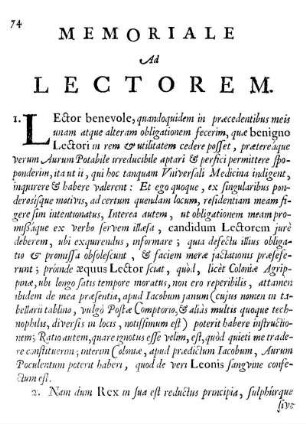 Memoriale Ad Lectorem.