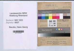 Entnazifizierung Hans Georg Von Baczko , geb. 19.11.1909 (Kaufm.Angest.)