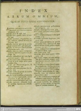 Index Rerum Omnium, Quae In Toto Opere Continentur