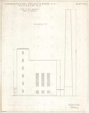 Schachner, Richard; Kelheim; Zellstoffabrik Waldhof - Kesselhaus, Nordseite (Ansicht)