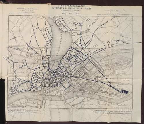 Stadt-Wasserkunst, entworfen & ausgeführt von W. Lindley in den Jahren 1844-1861. Fortgesetzt bis 1863.