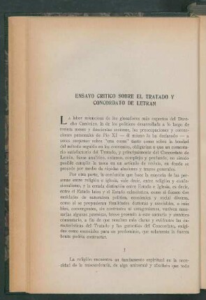 Ensayo crítico sobre el tratado y concordato de letran