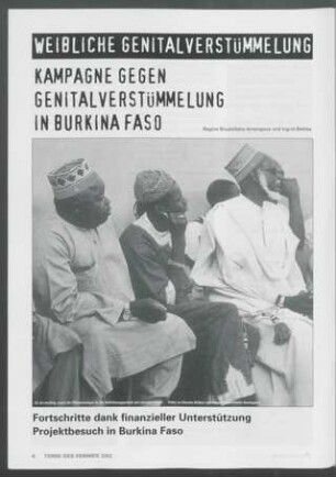 Kampagne gegen Genitalverstümmelung in Burkina Faso : Fortschritte dank finanzieller Unterstützung; Projektbesuch in Burkina Faso