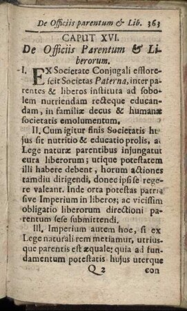Caput XVI. De Officiis Parentum & Liberorum.