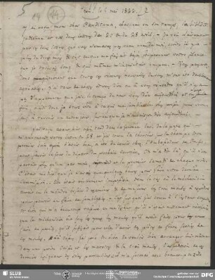 Eigenh. Brief von Claude C. Fauriel an August Wilhelm von Schlegel, Paris, 09.05.1822