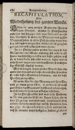 Recapitulation, Oder Wiederholung des ganzen Wercks.