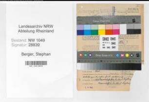 Entnazifizierung Stephan Berger , geb. 14.12.1884 (Lokfuehrer)
