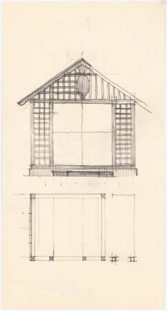Hütte: Ansicht, Grundriss