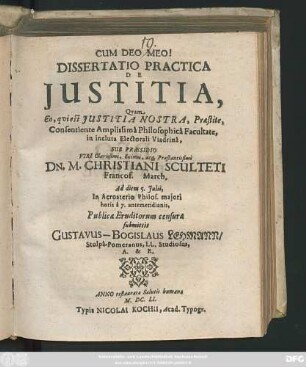 Dissertatio Practica De Iustitia