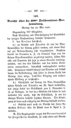 148. Bericht über die 378ste Deliberations-Versammlung.