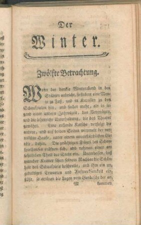 Der Winter. Zwölfte Betrachtung.